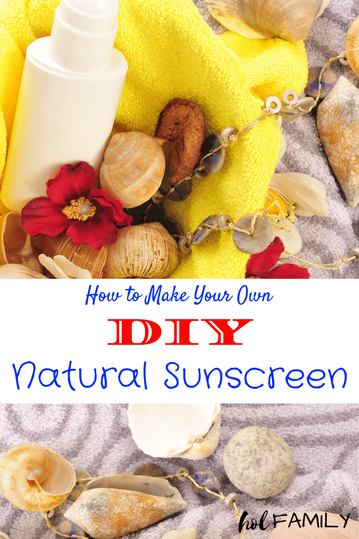Sunscreens today are full of toxic ingredients that can be harmful to the skin and body. Even natural sunscreens can contain harsh ingredients and endocrine disruptors. This all natural, DIY sunscreen recipe will show you how to make your own sunscreen using safe ingredients. The results are an easy to apply, kid friendly sunscreen that is so natural you can eat it! #DIYsunscreen #naturalsunscreen #homemadesunscreen #holfamily