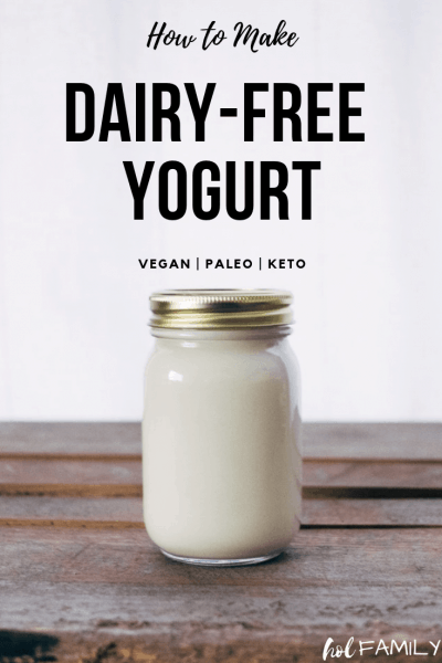 Making homemade dairy-free yogurt can be done easily with a few simple ingredients. This vegan, paleo, and ketogenic dairy-free yogurt is even kid-friendly. It makes the perfect snack or breakfast! With many options for milk, culture, thickener, and sweeter, you can customize this DIY yogurt. This recipe can be made using a yogurt maker, instant pot, dehydrator, or oven. #dairyfreeyogurt #DIYyogurt #coconutmilkyogurt #almondmilkyogurt #dairyfree #holfamily